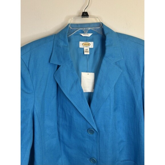 TALBOTS Blue 100% Linen Blazer Women 20W Long Sleeve Lined Pockets Jacket Career - Picture 5 of 13